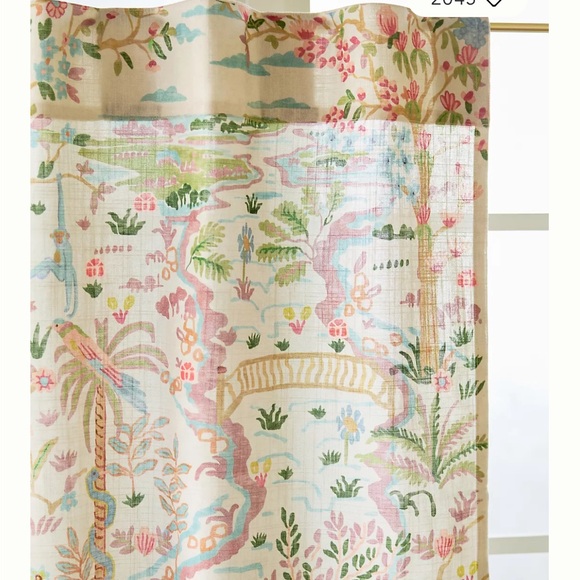 Anthropologie Organic Cotton Tales Menagerie Printed Café Curtain Set of 2 - Picture 2 of 4